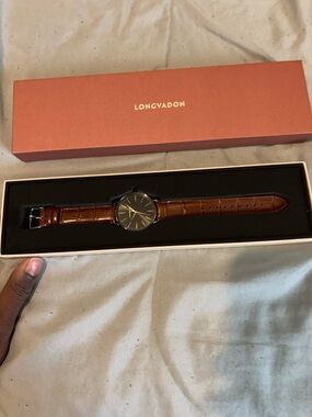 LONGVADON Marron Men's Brown Leather Strap Watch